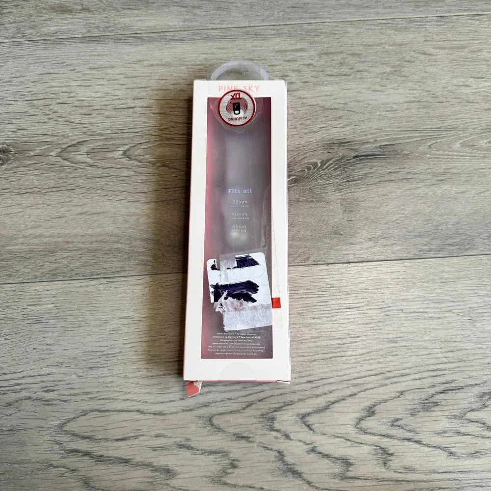 Pink Sky For Apple Watch Band 38/40/41mm Geranium Floral‎ Glitter Clear Silicone